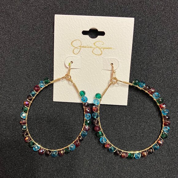 Jessica Simpson Bead Hoop Earrings - Picture 1 of 3